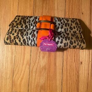 Pier 1 Leopard Print Clutch with Orange Accent